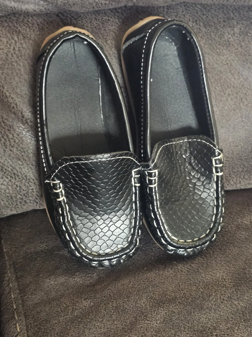 Kids Black Slip-On Driving Loafers